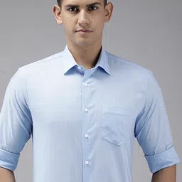 Van Heusen Men Blue Windowpane Checked Pure Cotton Slim Fit Formal Shirt-picture-42