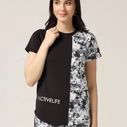 MUSCLE TORQUE Women Dri-Fit Colourblocked Round Neck T-shirt-image-61