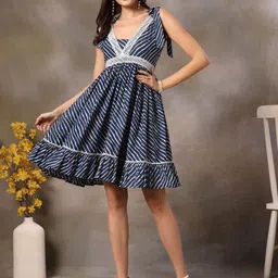 Zenava by Myntra Women Printed Gathered or Pleated Detail Fit & Flare Cotton Dress-image-94