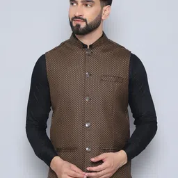 even Self Design Woven Nehru Jacket-52