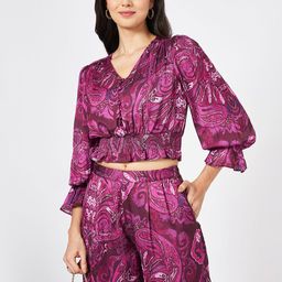 Honey by Pantaloons Print Flared Sleeve Wrap Crop Top-image-72