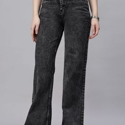ZUYA Women Non Stretch Super Wide Leg denim Jeans-image-85