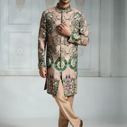 Rivaar By Rocky Star Floral Printed Sherwani Set-image-90