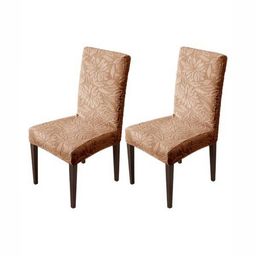 HOUSE OF QUIRK Camel-Brown 2 Pieces Floral Dining Chair Covers-11
