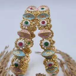 Anouk Gold Toned Set of 2 Gold Plated Kundan Stone Studded Bangles-5