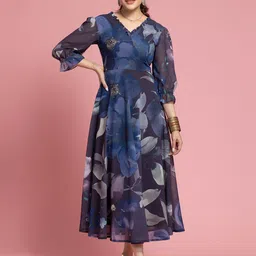 CORSICA Print Georgette A-Line Maxi Dress-image-9