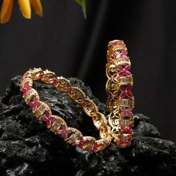 YouBella Set Of 2 Gold-Plated Ruby-Studded Bangles-6