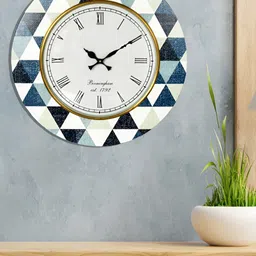 Aapno Rajasthan Blue & White Printed Contemporary Wall Clock-image-97