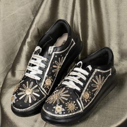 The Saree Sneakers Starry Night Women Embellished Sneakers with Ethnic - Embellished-image-45