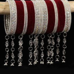NMII Set Of 40 Stones-Studded Velvet Bangles-1