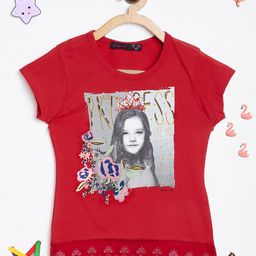 PAMPOLINA Girls Printed Lace Embroidered Top-9