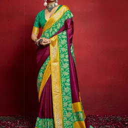 Meena Bazaar Woven Design Zari Saree-image-78
