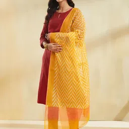 Fabindia Chevron Printed Cotton Silk Block Print Technique Dupatta image 3