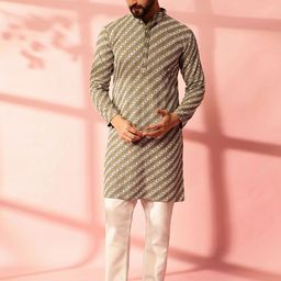 Anouk Men Embroidered Regular Sequinned Pure Cotton Kurta with Pyjamas-56