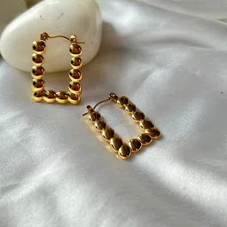 The Jewellery Tale Gold-Plated U Shaped Half Hoop Earrings-picture-13