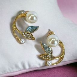 Palli Creation Gold Plated Crystals Studded Contemporary Shaped Jacket Studs-52