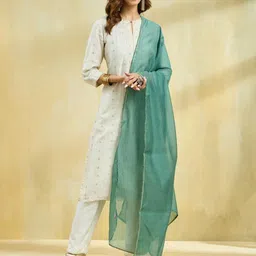 Fabindia Embroidered Cotton Silk Dupatta With Sequinned-3
