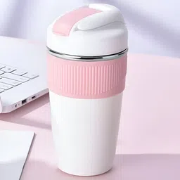 UniKart White & Pink Stainless Steel Matte Coffee Tumbler 480 ml-image-2