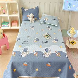 JC HOME Blue Graphic Printed Pure Cotton Double King Bed Cover Set-image-25
