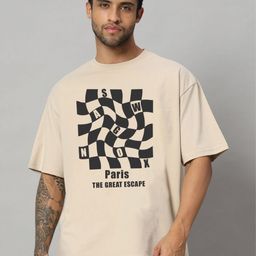SWAGNOX Men Typography Printed Round Neck Cotton Oversized T-shirt-image-27