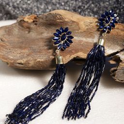 YouBella Gold-Plated Artificial Stones Studded & Beaded Floral Drop Earrings-14