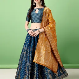 SWAMI STUDIO Ready to Wear Lehenga & Unstitched Blouse With Dupatta-picture-40