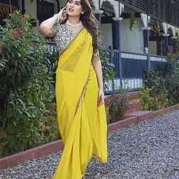 Ambuja International Embroidered Pure Georgette Saree-image-23