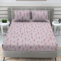 RRC Pink Floral Printed Cotton 152 TC King Bedsheet Set 2.74 m x  2.74 m-image-14