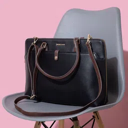Berrylush Black Solid Two Handle Casual Women Laptop Bag-37