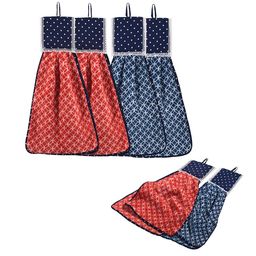 Kuber Industries Red 6 Pcs Printed Microfiber Wash Basin Napkin Towel With Hanging Loops-40