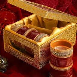 PANASH Set Of 66 Gold-Plated AD Studded Chuda Bangles-35