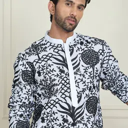 Jompers Men Floral Embroidered Regular Thread Work Kurta with Pyjamas-picture-11