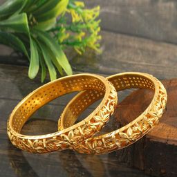 Jewar Mandi Set Of 2 Gold-Plated Bangles-24