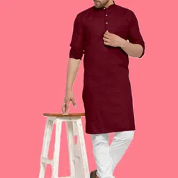 ANUJ FASHION Men Maroon Solid Kurta-picture-22