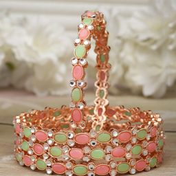 Kennice Set Of 4 Rose Gold-Plated AD-Studded Bangles-image-0