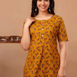 Aaysa Kurti Floral Printed Cotton Straight Short Kurtis-picture-38
