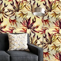 ArtzFolio Printed UV-Resistant Anti-Bacterial Abstract Flowers & Leaves Peel & Stick Wallpaper-image-83