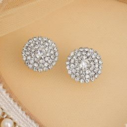 SOHI Silver Plated Crystal Studded Circular Studs-25