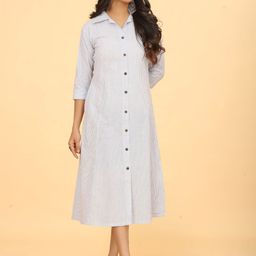 Flossy Striped Shirt Midi Dress-image-47