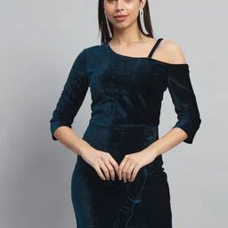 VAARARO Women Velvet Sheath Mini Dress With Ruffles Details-picture-27