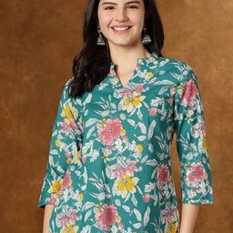 HERE&NOW Women Floral Print Cotton Top-image-97