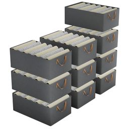 Aura Grey & Brown 10 Pieces Drawer Cloth Storage Organisers With Handle-4