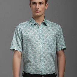 Louis Philippe Men Classic Fit Spread Collar Floral Printed Cotton Formal Shirt-image-78