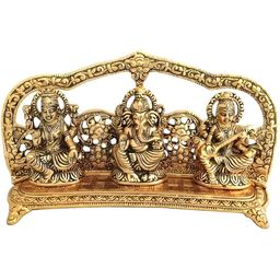 Aura Gold-Toned Lakshmi Ganesh Saraswati Idol Showpiece-image-17