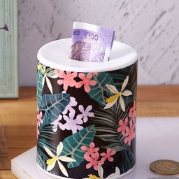 PENTADECO Green & White Printed Ceramic Piggy Bank-68