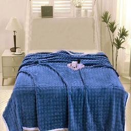 JC HOME Navy Blue Geometric AC Room 300 GSM Single Bed Blanket-image-40