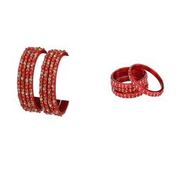 SOMIL Set Of 12 red Alloy Bangles-picture-2