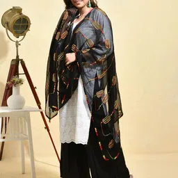 swatika Ethnic Motifs Embroidered Dupatta with Thread Work-53