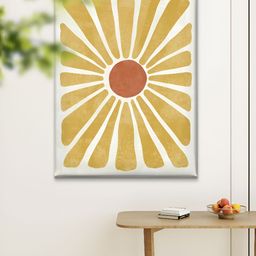 Livin'luxe White & Yellow Retro Sunflower Framed Canvas Wall Art-picture-22