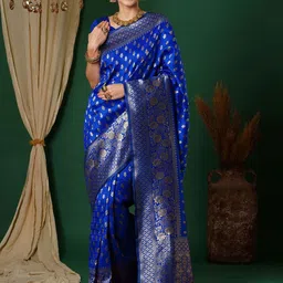 Moda Rapido Floral Woven Design Banarasi Saree With Blouse-image-50